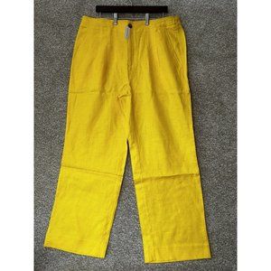Banana Republic Linen Pleated Linen Yellow Wide Leg Pants Size 16